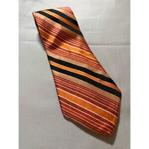 Vintage Keys and Lockwood, all silk stripped tie, orange and black